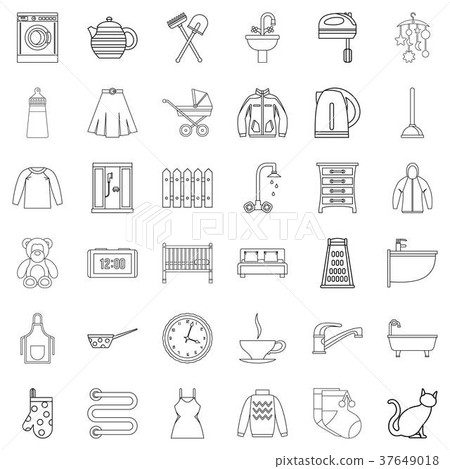 Home icons set, outline style 37649018