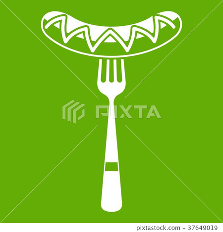 Sausage on a fork icon green Sausage on a fork icon green 37649019