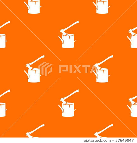 Axe stuck in a tree stump pattern seamless 37649047