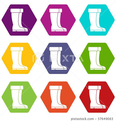 Winter shoes icon set color hexahedron 37649083
