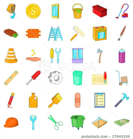 Home repair icons set, cartoon style Home repair icons set, cartoon style 37649109