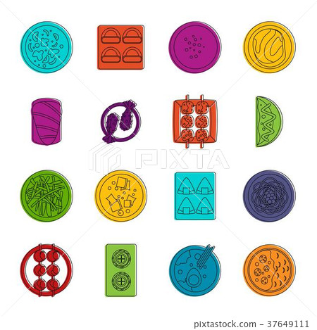 Japan food icons doodle set Japan food icons doodle set 37649111