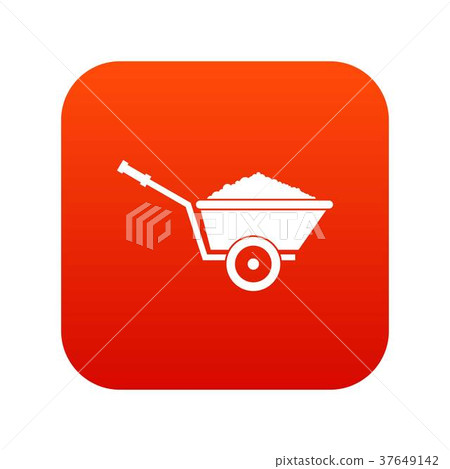 Garden wheelbarrow icon digital red 37649142