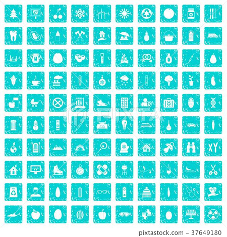 100 child health icons set grunge blue - Stock Illustration [37649180 ...