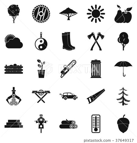 Tree icons set, simple style 37649317