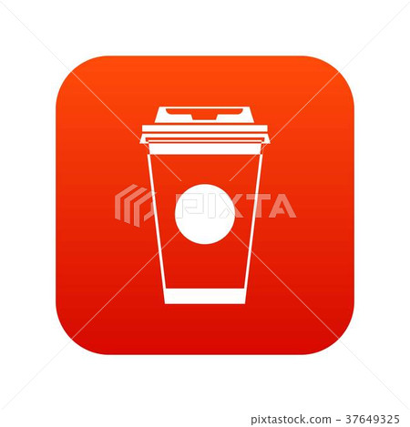 Paper coffee cup icon digital red Paper coffee cup icon digital red 37649325