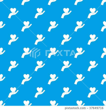 Hand holding heart pattern seamless blue 37649716