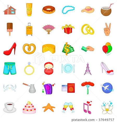 Romance icons set, cartoon style Romance icons set, cartoon style 37649757