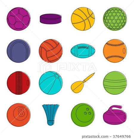 Sport balls icons doodle set Sport balls icons doodle set 37649766
