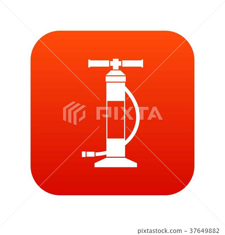 Hand air pump icon digital red 37649882