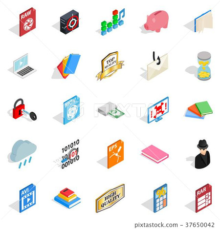 Type icons set, isometric style Type icons set, isometric style 37650042