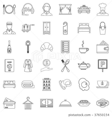 Hotel service icons set, outline style Hotel service icons set, outline style 37650154