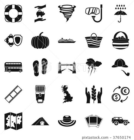 Protection against rain icons set, simple style Protection against rain icons set, simple style 37650174