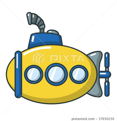 插图素材: submarine funny icon, cartoon style