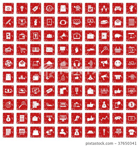 100 digital marketing icons set grunge red 100 digital marketing icons set grunge red 37650341