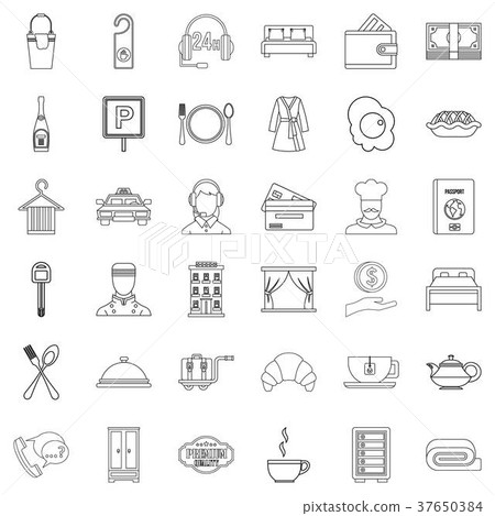 Five star service icons set, outline style 37650384