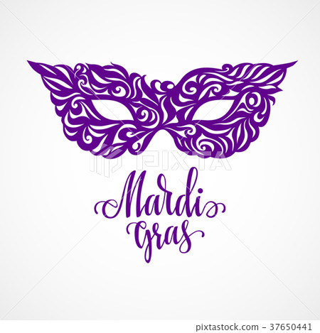 Mardi Gras lettering with carnival mask 37650441