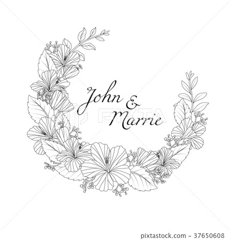 Hand drawn floral wedding invitation card Hand drawn floral wedding invitation card 37650608