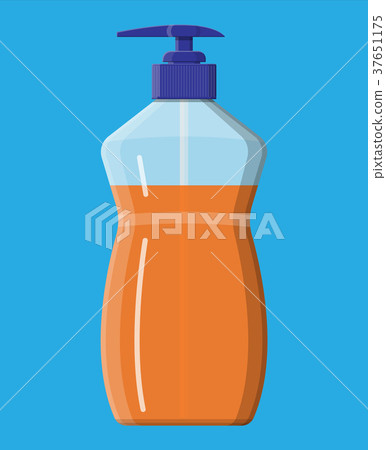 Bottle with liquid soap. Shower gel or shampoo. Bottle with liquid soap. Shower gel or shampoo. 37651175