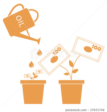 Stylized icon of the watering can pours fuel Stylized icon of the watering can pours fuel 37655748