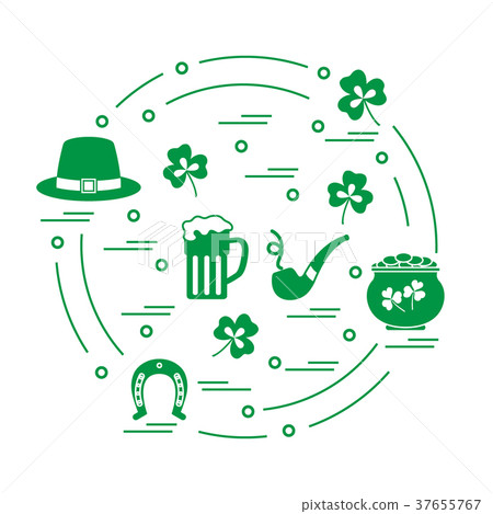 different symbols for St Patrick's Day arranged in different symbols for St Patrick's Day arranged in 37655767
