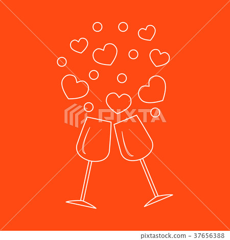 two stemware with hearts Greeting card Valentine's 37656388