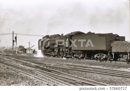 1954 D52 steam locomotive freight train. Hakodate main line length ten thousand copies. 1954 D52 steam locomotive freight train. Hakodate main line length ten thousand copies. 37660727