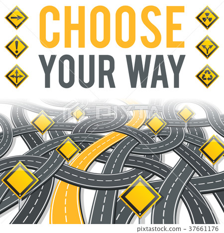 Road Infographics with Signposts Road Infographics with Signposts 37661176