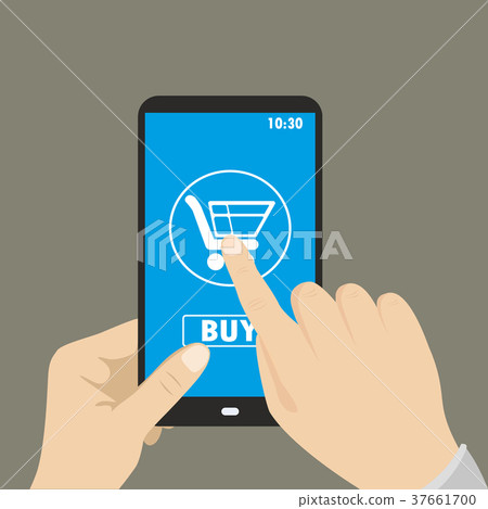 mobile shopping button, flat design 37661700