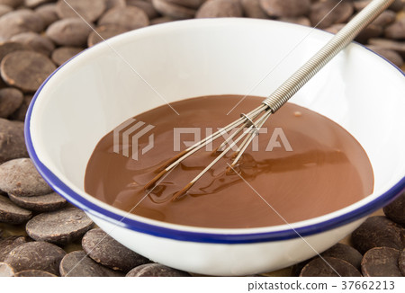 Chocolate hot water, preparation for Valentine's Day, handmade chocolate, melt Chocolate hot water, preparation for Valentine's Day, handmade chocolate, melt 37662213