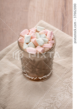 Coffee drink with colorful marshmallows Coffee drink with colorful marshmallows 37662890