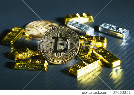 Bitcoin Gold Coins Virtual Currency Gold Carbon Bitcoin Gold Coins Virtual Currency Gold Carbon 37663261