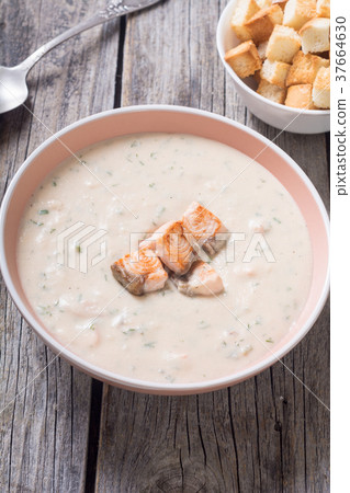 Cream soup with salmon Cream soup with salmon 37664630