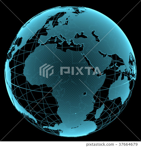 Blue shining transparent earth globe Blue shining transparent earth globe 37664679