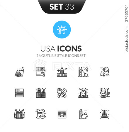 Outline black icons set in thin modern style Outline black icons set in thin modern style 37665704