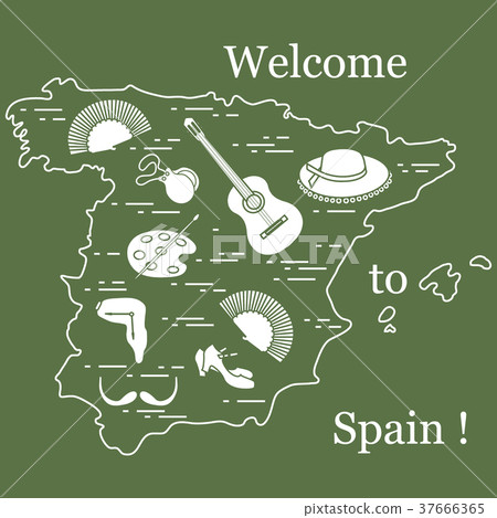 various symbols of Spain arranged in a circle various symbols of Spain arranged in a circle 37666365