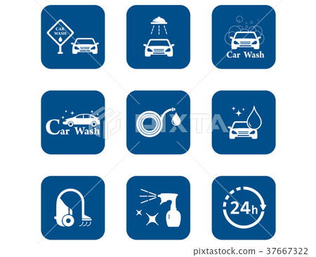 car wash blue icons set car wash blue icons set 37667322