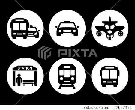 transport set on round icons 37667353