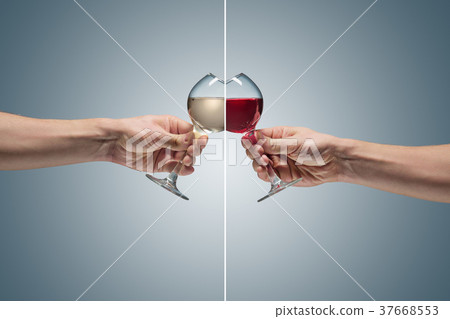 Close-up view of white wine glass Close-up view of white wine glass 37668553