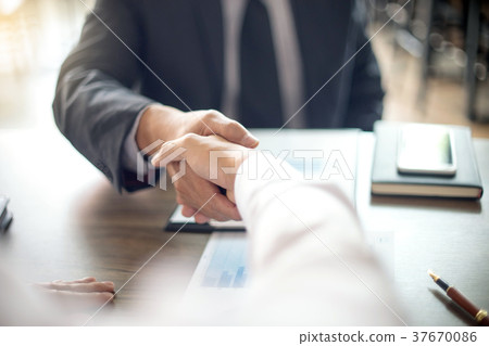 Businessman hand together Handshake Businessman hand together Handshake 37670086