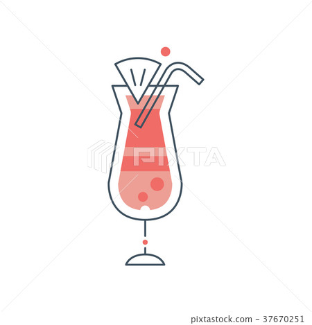 Glass of hurricane cocktail with drinking straw 37670251