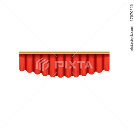 Illustration of red silk pelmets for theater 37670796