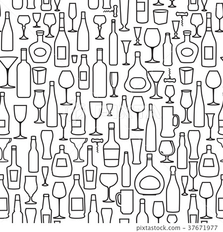 Wine bottle, glass tile pattern. Bar background Wine bottle, glass tile pattern. Bar background 37671977