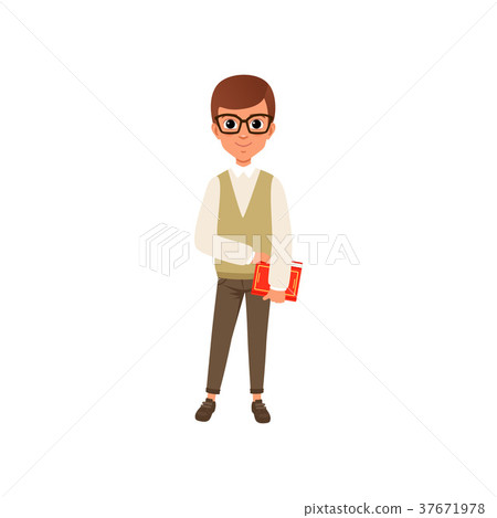 Cartoon character of smart teen boy in glasses Cartoon character of smart teen boy in glasses 37671978