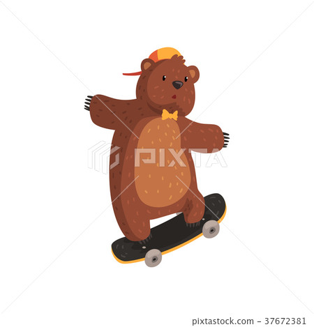 Funny teen bear in orange cap and bow tie doing Funny teen bear in orange cap and bow tie doing 37672381