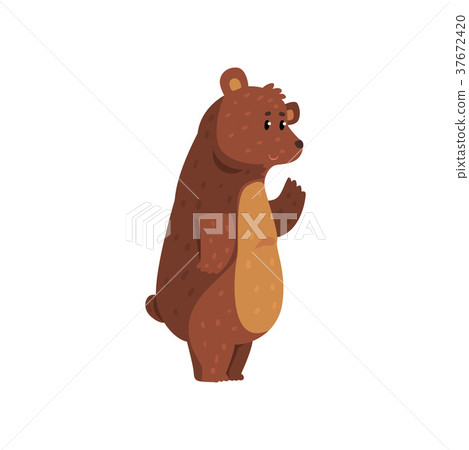 Friendly smiling bear waving his paw. Funny 37672420