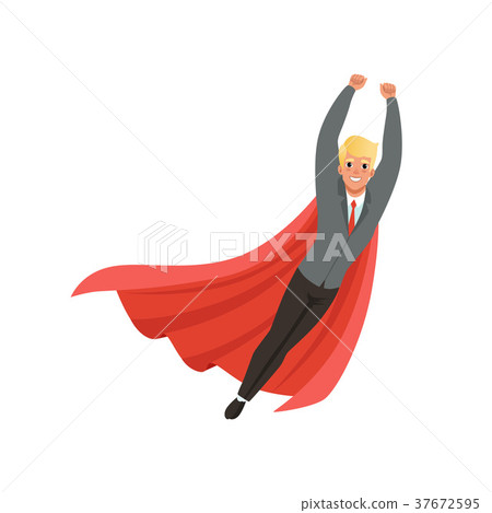 Cheerful business man with classic superhero Cheerful business man with classic superhero 37672595