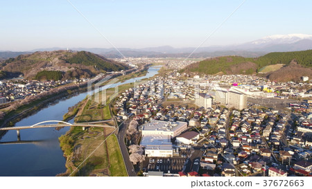 無人機一見鍾情1000朵櫻花和城市景觀 37672663