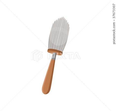 Icon of round duster brush with wooden handle 37673307