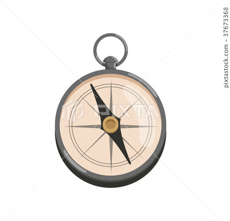 Cartoon icon of silver compass with black arrow 37673368